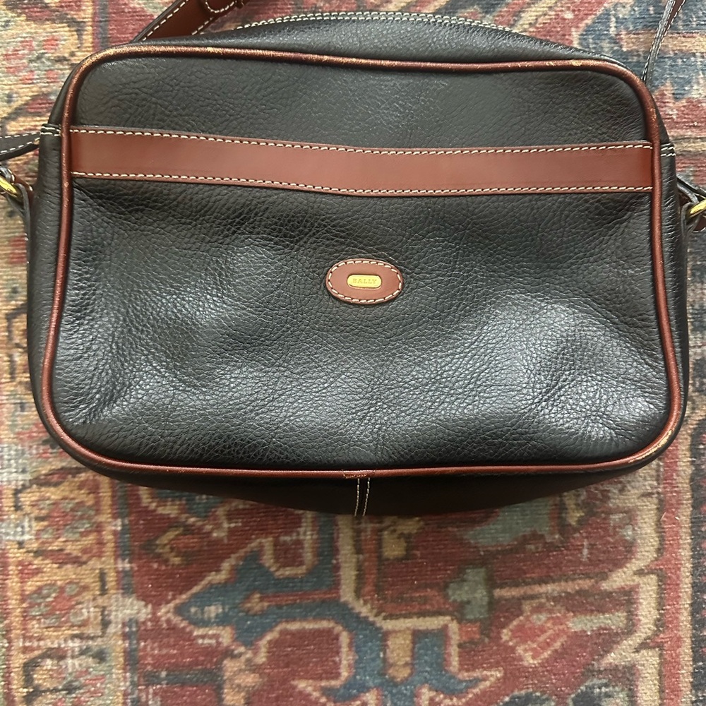 Classic Black and Brown Leather Crossbody Bag by Bally - Picture 2 of 9